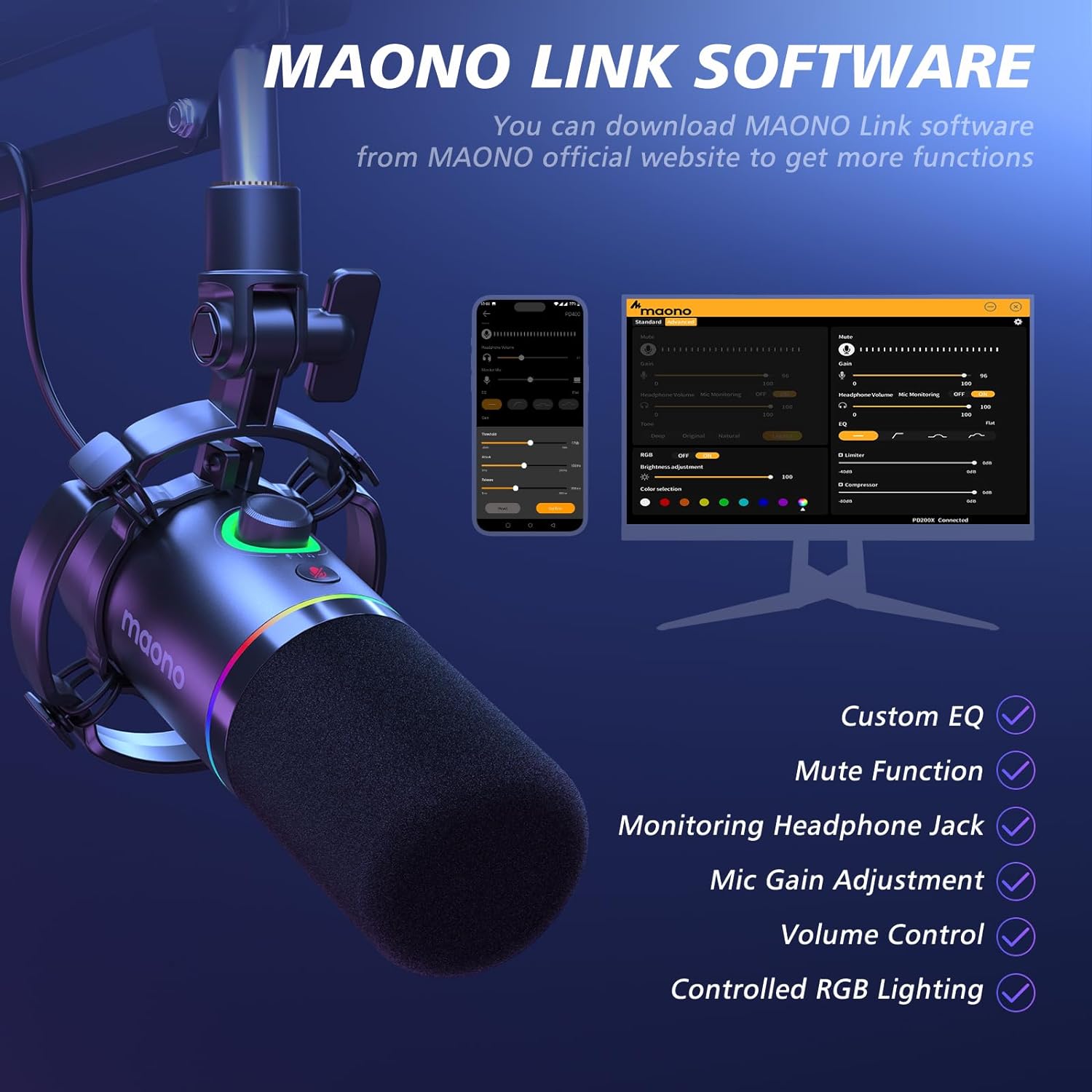 PD200XS USB/XLR Microphone and Microphone Arm