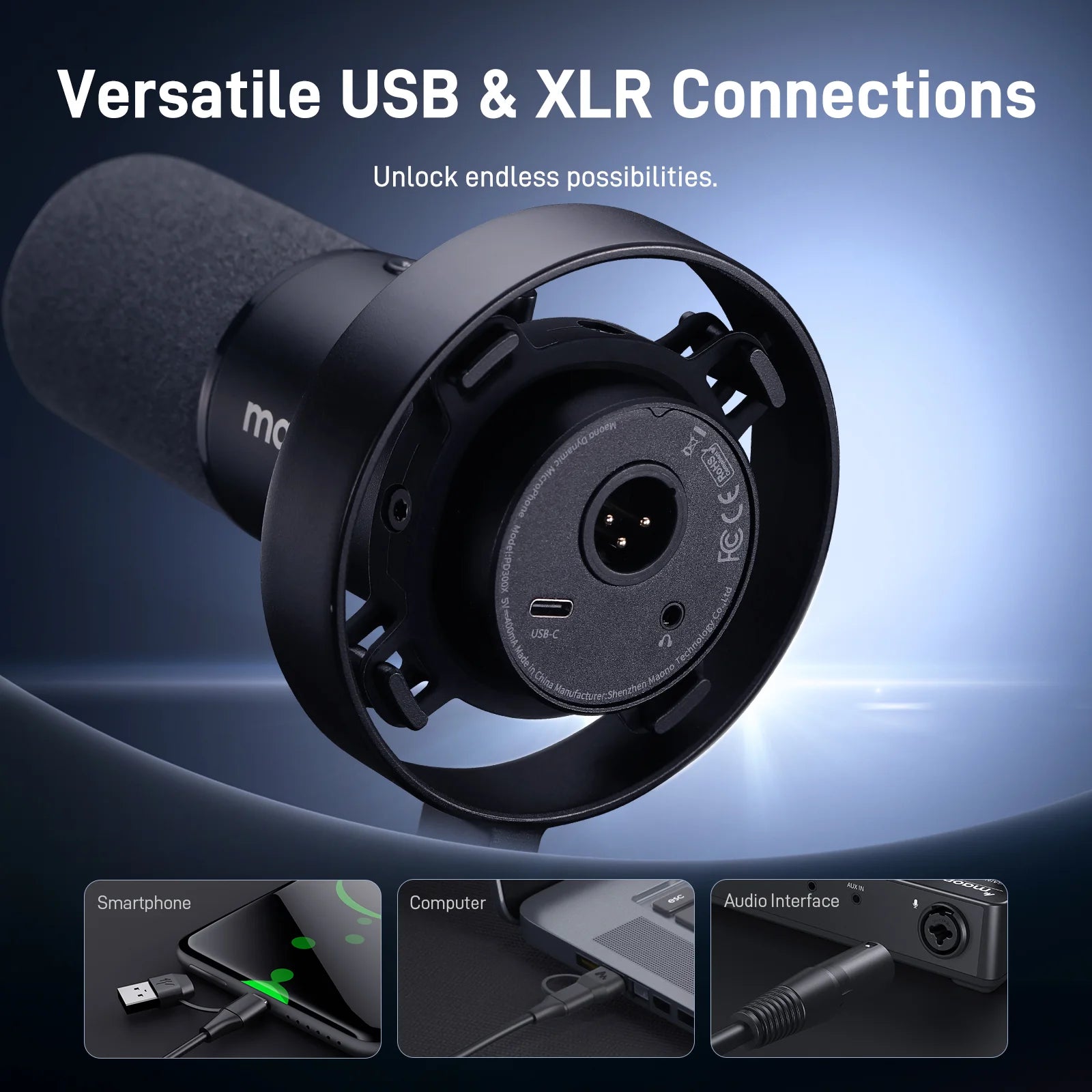 ﻿﻿Maono PD300X USB- Microfono C / XLR